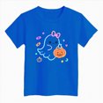 thumbnail image 4 of KPOPLK Kids Halloween T-Shirt Toddler Girls Cute Fall Pumpkin Ghost Print Tee Short Sleeve Shirt Size 13-14 Years,Blue, 4 of 5