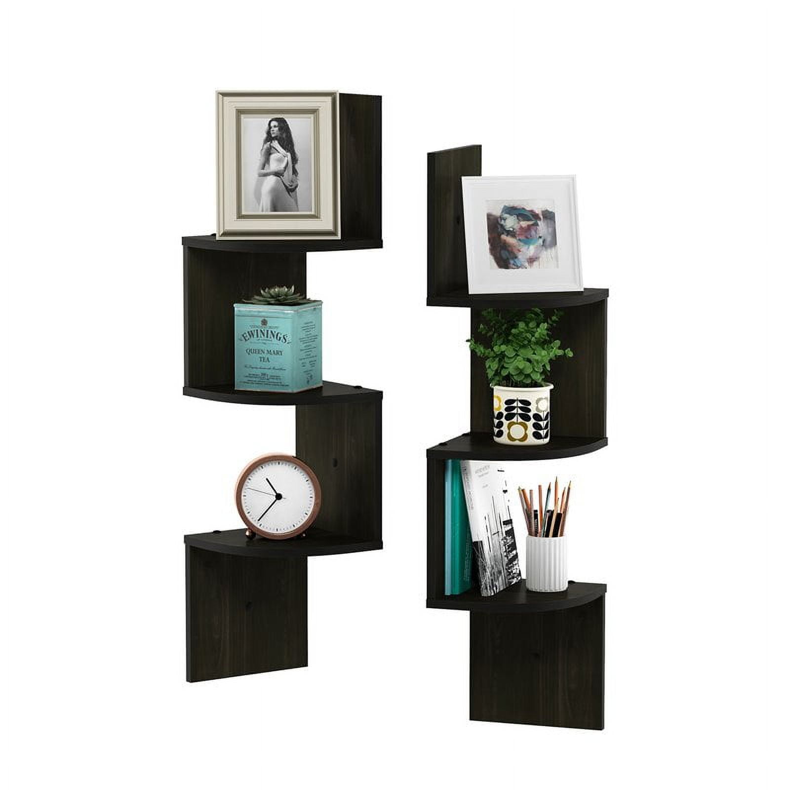 Furinno Rossi 7.8" x 7.8" 3-Tier Furniture Espresso Floating Shelves