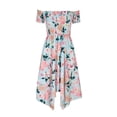 thumbnail image 4 of Jusqu'à 65 % de Réduction! Robes d'Été Mode pour Femmes 2024 Grande Taille Décontractée Col en Ligne Asymétrique Épaules Dénudées Manches Courtes Robe Imprimée, 4 of 6