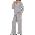 thumbnail image 3 of Fantaslook Two Piece Sets for Women Fall Outfits Lapel Long Sleeve Zipper Sweatshirts and Wide Leg Pants Lounge Tracksuits Sets, 3 of 9