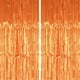 thumbnail image 2 of PIGETALE Paquete de 2 cortinas de telón de fondo con flecos de papel de aluminio naranja de 3.2 x 8.2 pies, espumillón metálico para fotomatón, serpentinas, decoraciones para fiestas de cumpleaños, Ha, 2 of 4