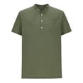 thumbnail image 3 of JUNWELL Men‘s Henley Shirt Solid Color Button Sport Shirt Round Neck Short Sleeve Tops with Pocket, 3 of 5