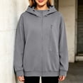 thumbnail image 2 of Levmjia Women's Hoodie Sweatshirt Asymmetric Zip Pocket Long Sleeve Casual Loose Fit Pullover with Drawstring for Fall Winter, 2 of 7