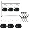 thumbnail image 3 of Halloween Witches Cauldron Serving Bowls Set of 6 on Rack - Black , Skeletons, Candy Punch Bowl, for Home Kitchen Indoor Outdoor, Party Decor, for Halloween Supplies, 3 of 7