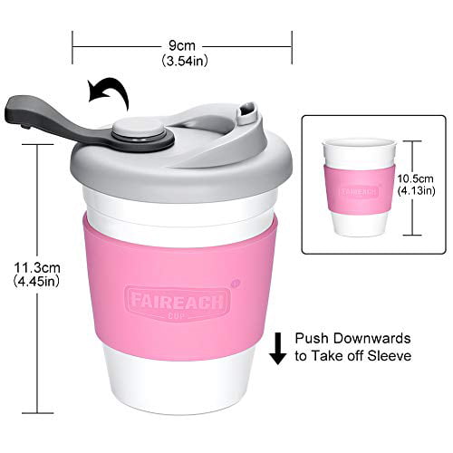 Coffee Tumbler with FDA Approved and BPA-Free Safe Material Coffee Cup with Lid Faireach Reusable Coffee Mug with Non-slip Sleeve 12 oz Dishwasher& Microwave Safe