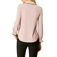 thumbnail image 4 of MODA NOVA Junior's Sweet Ruffle Peter Pan Collar Button Up Shirt Pink L, 4 of 7