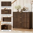 thumbnail image 3 of Walnut Dresser for Bedroom, Modern Dresser with 3 Drawers and Smooth Slides, Wide Chest of Drawers with Golden Handles for Bedroom, Living Room, Closet, 15.7" D x 31.5" W x 29.6" H, 3 of 15