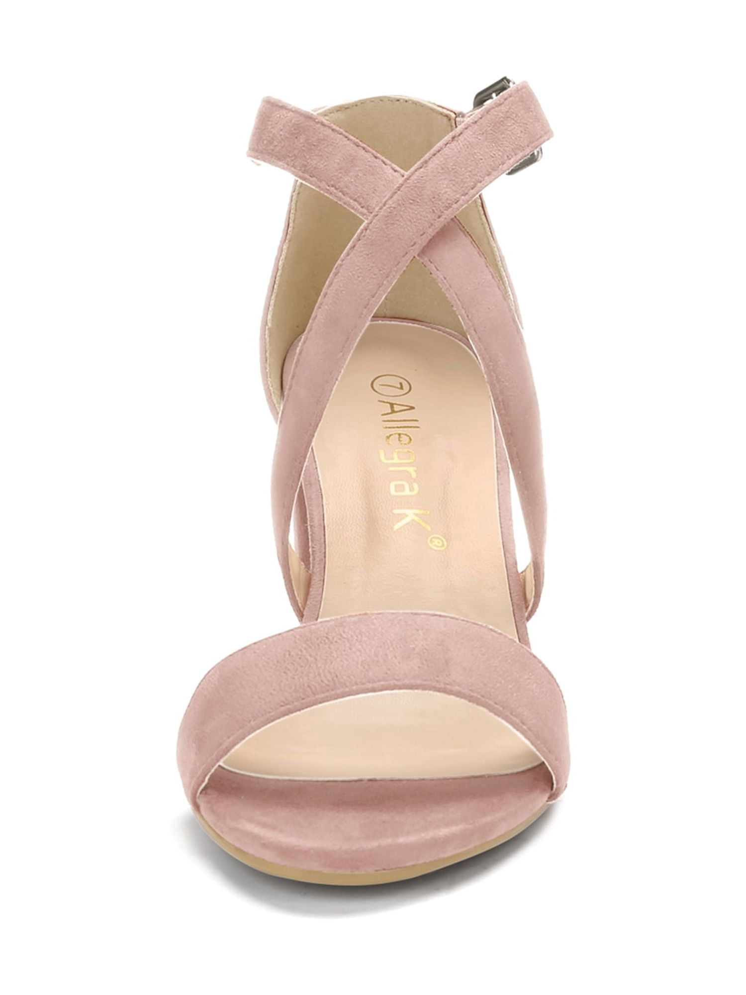 Unique Bargains Women's Open Toe Cross Strap Mid Block Heel Sandals