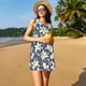 thumbnail image 3 of Balery Lilies Flowers Vestidos de verano para mujer con estampado: vestido holgado sin mangas, vestido playero informal y cómodo para días calurosos., 3 of 7
