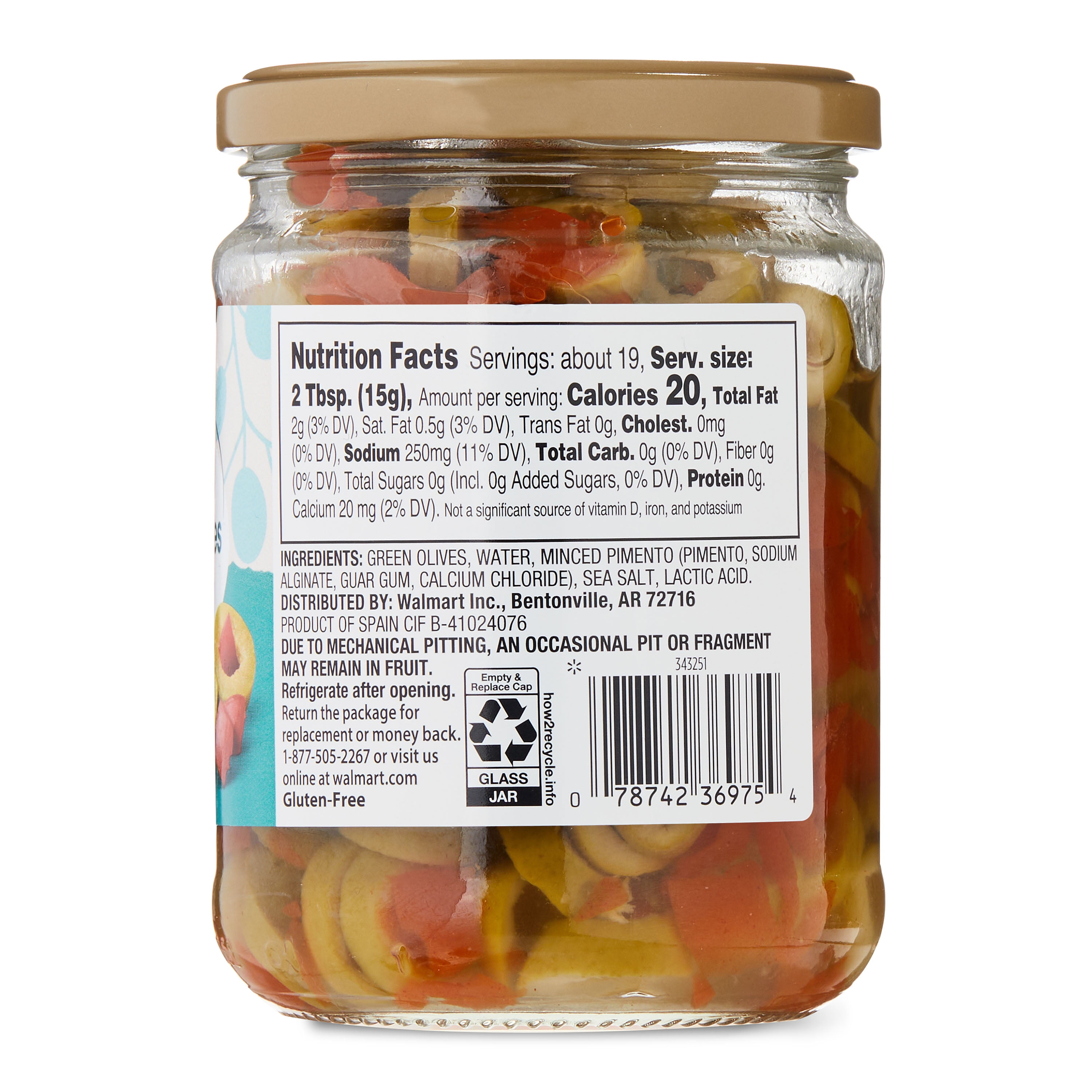 Great Value Sliced Salad Olives with Minced Pimento, 10 oz