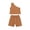 Brown, variant on Baby Toddler Girls 2 Piece Shorts Outfit Solid Color One Shoulder Sling Top Summer Short Sleeve Shorts Suit 12M-4Y