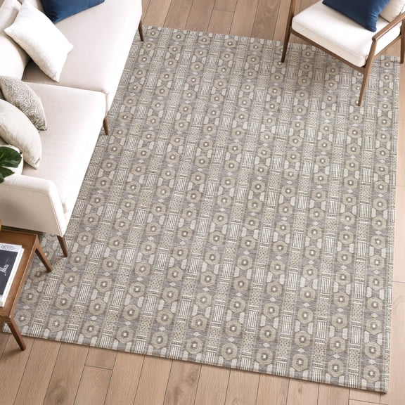 Addison Rugs Chantille Indoor/Outdoor Transitional Stripes Beige Machine Washable Rectangle Rug, 10' x 14'