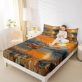 thumbnail image 4 of jejeloiu Wildlife Elk Deer Twin Sheet Sets,Natural Scenery Sunset Twin Fitted Sheet,Orange Brown Flat Sheet For Boys,Super Cozy Room Decor,3-Piece, 4 of 7
