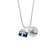 thumbnail image 2 of Delight Jewelry Silvertone Blue Present Silvertone Script Initial Disc - K - Charm Necklace, 20"+3", 2 of 4
