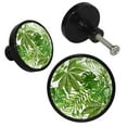 thumbnail image 2 of 4 Pcs Green Palm Leave Knobs for Kitchen Cabinet Cupboard Dresser Bookcase Drawer Pulls Handles Round Home Decor, 2 of 5