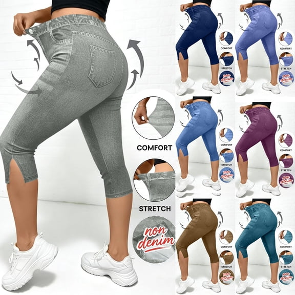 Danhjin Khaki Women's Casual Jean Pants High Waisted Wide Leg Loose Straight Leg Spring Summer Vacation Comfy Baggys Denim Pants With Pockets