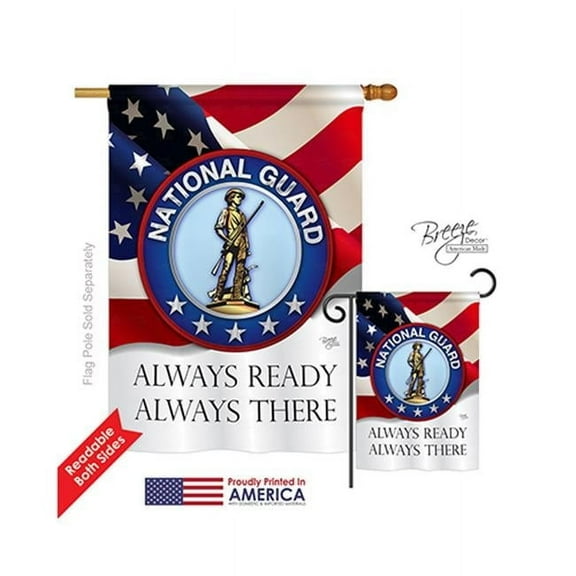 Breeze Decor 08020 Military National Guard 2-Sided Vertical Impression House Flag - 28 x 40 in.