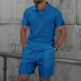 thumbnail image 2 of Mrmaere Men's V Neck Scrub Set Short Sleeve Pants 2 Piece Button Closure Stretchy Durable for Medical Work Blue XXL, 2 of 6