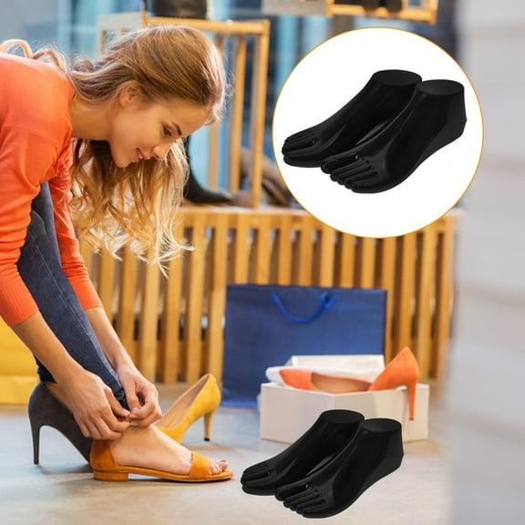 OUNONA  2 Pairs Shoe Display Props Anklet Stretchers for Wide Feet Black