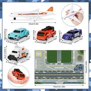 Airplane Toys for Toddlers 2-4, Airplane Toy Set with Trucks Signs and Airport Playmat, Toys for Boys Christmas Birthday Gift