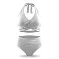 thumbnail image 7 of Gamivast Swimsuits for Women Bikini Sets Push up Halter Cross Front Padded Bra Ruched High Waisted Bottom High Waisted Bikini Beach Tummy Control Swimwear Vacation Swimwear, 7 of 7