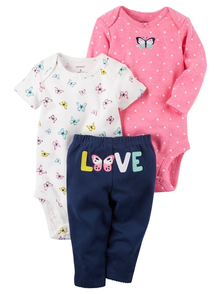 Navy//Multi Carters Baby Girls 3-Piece Layette Set 3 Months