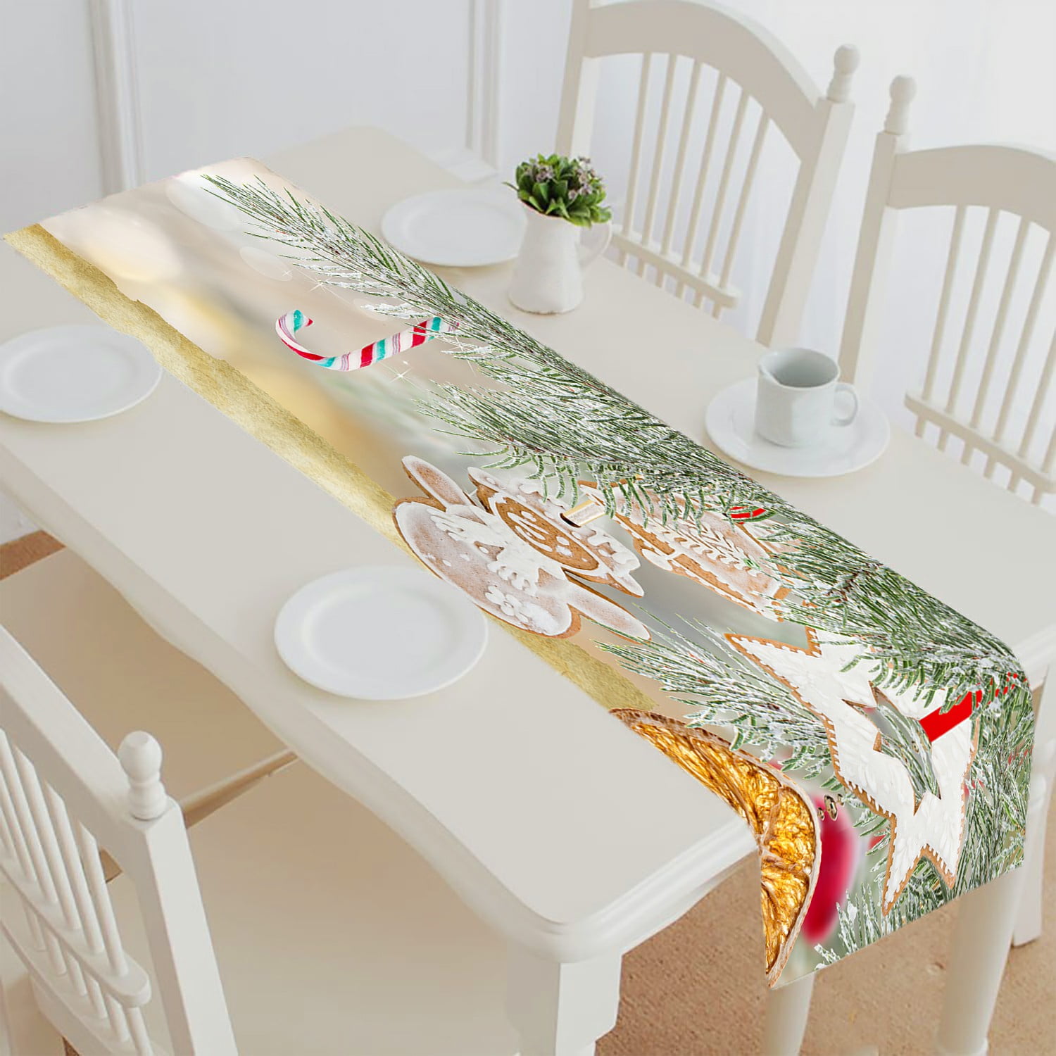 ABPHQTO Christmas Old Blank Paper Table Runner Placemat Tablecloth For Home Decor 16x72 Inch