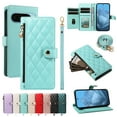 thumbnail image 5 of TECH CIRCLE Crossbody Wallet Case for Google Pixel 7, Elegant PU Leather Zip Pocket Foldable Stand Cover with Lanyard & Shoulder Strap, Card Holder, Shock-Absorbent TPU Bumper, Mint Green, 5 of 12