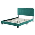 thumbnail image 4 of Tufted Platform Bed Frame, Twin Size, Velvet, Teal Blue, Modern Contemporary Urban Design, Bedroom Master Guest Suite, 4 of 8