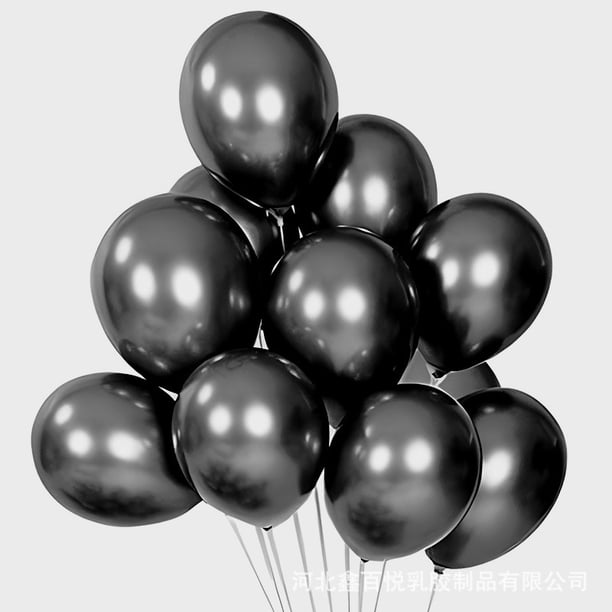 Xiao Hua Globos metálicos negros de 10 pulgadas, 60 unidades, globos cromados de látex para fiestas, para baby shower, bautizos, cumpleaños y decoraciones para fiestas.