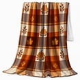 thumbnail image 2 of Rustic Pumpkin Maple Leaf Harvest Patchwork Living Room, Cozy Festive Scene, Warm Flannel Blanket for Living Room and Family Room, Art Lovers Thanksgiving Gift, Festive Home Decor, 2 of 9