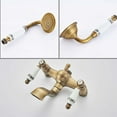 thumbnail image 4 of Vintage Bathtub Mixer With Blue And White Ceramic Dual Handles, Vintage Bathtub Mixer With Brass Shower Faucet, Bathtub Faucet With Brass Manual Shower, 4 of 5