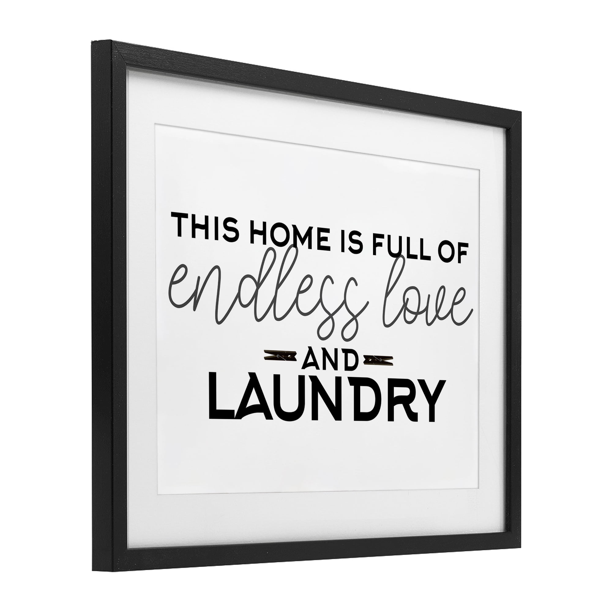 Endless Love & Laundry Minimal Black Framed Print Under Glass, design by Kim Allen