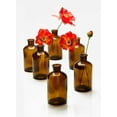 thumbnail image 2 of Serene Spaces Living 6.25" Dark Amber Glass Medicine Bottle Bud Vases - Apothecary Jars, Decorative Glass Bottles, Centerpiece for Wedding Reception, Mini Flower Vases, Pack of 6, 2 of 4