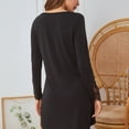 thumbnail image 4 of Single Breasted Lace Nightdress, V Neck Lace Cutout Long Sleeve Dress Skin Friendly Breathable  For Dating For Holiday ANGGREK Negro M, 4 of 7