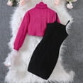thumbnail image 1 of TopLLC Robes pour Filles (8-12 Ans) Haut à Col Roulé Manches Longues + Camisole Robe Noire Ensemble 2 Pcs Robe en Coton, 1 of 7