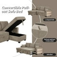 thumbnail image 3 of Harper & Bright Designs 90" L Shaped Convertible Sofa Bed with Chaise and Storages Racks, Pull Out Sleeper Corner Couch w/USB Ports for Dorm Apartment Office, Light Brown, 3 of 18