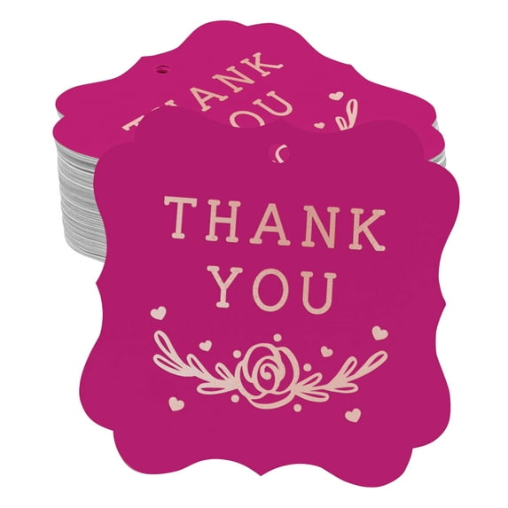 Inkdotpot Real Rose Gold Foil Thank You Bridal Shower Tags Favor Bracket Shape Hang Pack Of 50 Paper Tags