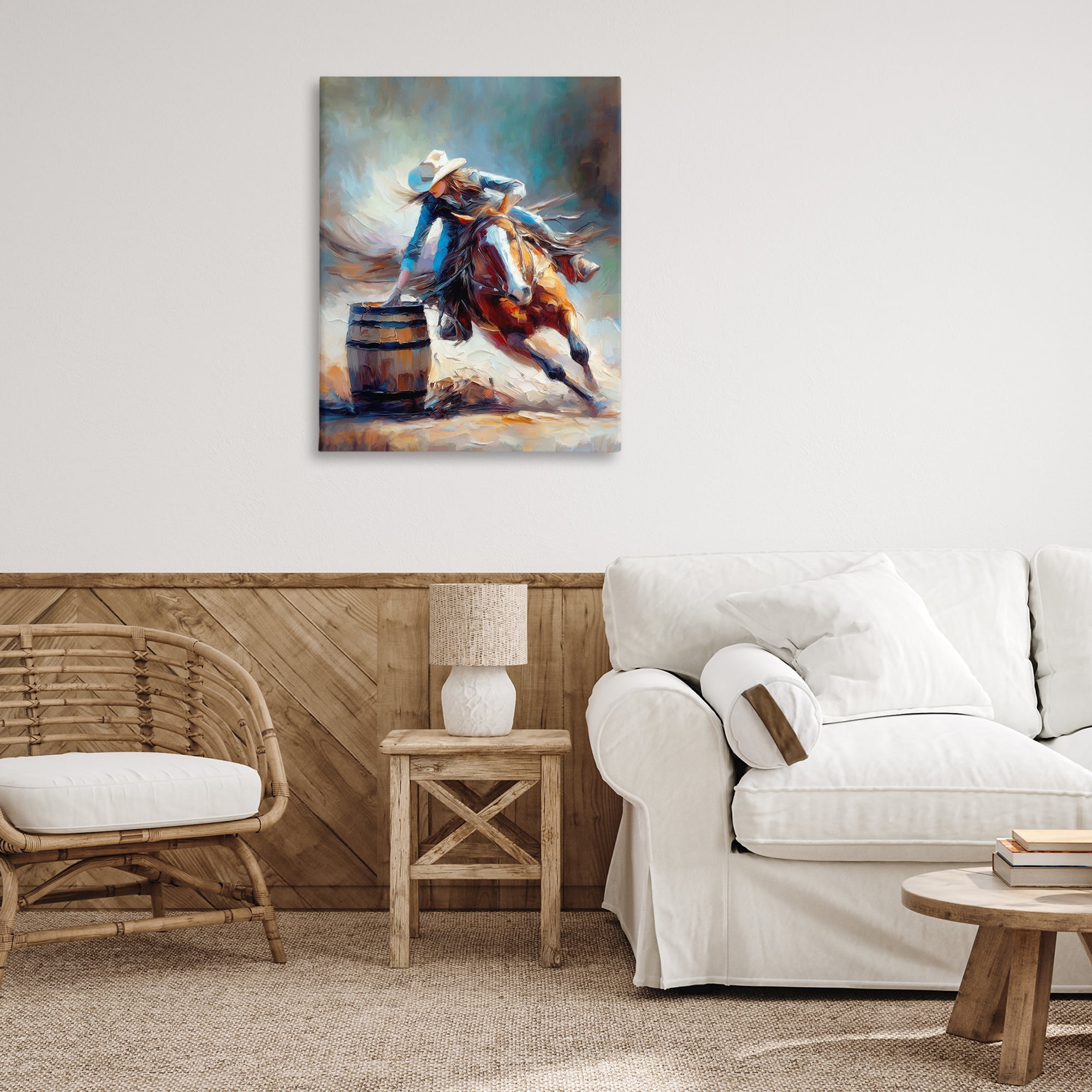 Stupell Industries Barrel Racer Cowgirl Novelty Painting Gallery Wrapped Canvas Art Print Wall Art, 30 x 40