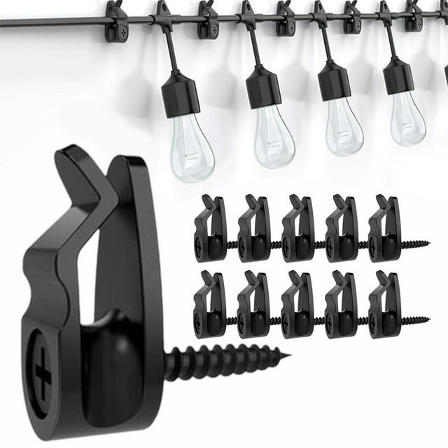 Dvkptbk Hook with Screws Outdoor String Lights Clips Weather Proof Cable Hanger Hooks for Hanging Lights Holiday Decor 10Pack Kitchen Utensils & Gadgets