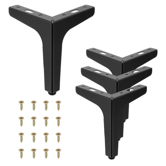 6 Inch Metal Furniture Legs, 4 Pcs Triangle Furniture Replacement Feet, Black