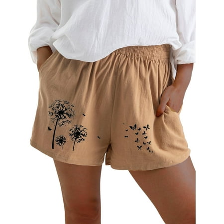 

Niuer Women Lounge Shorts Dandelion Printed Elastic Waist Bottoms Summer Casual Pajama Short Pants