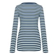 thumbnail image 6 of Wang6 Womens Long Sleeve Striped Tshirts Shirts Causal Loose Fit Going out Tops Crew Neck Graphic Tunic Tees with Pocket Blue L, 6 of 6