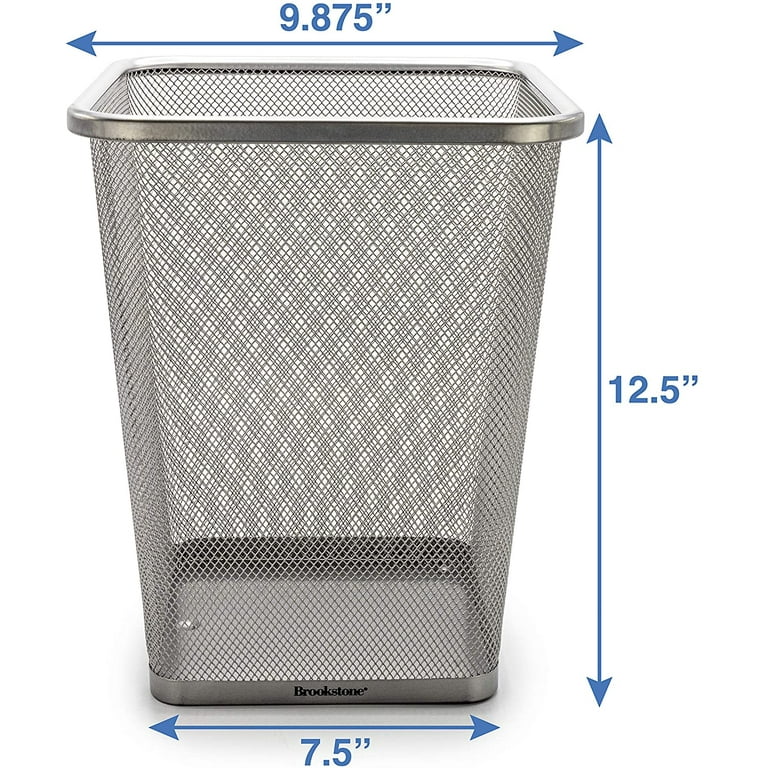 Brookstone 3 Pack Mesh Steel Trash Can for Office Home Silver