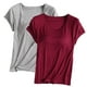 thumbnail image 1 of Pijama de manga corta para mujer, 2 piezas, color liso, cuello redondo, manga corta, con copa acolchada, ropa de casa, pijama de manga corta, pijama para mujer, 1 of 2