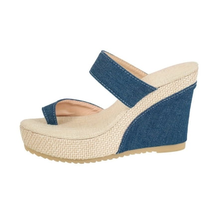 

YUHAOTIN Female Strappy Sandals Wedges New Wedge Heel Thick Soled Slip Toe Ladies Sandals Lady Sandals Women Slippers Born Sandals for Women Sandals Women Dressy Heels