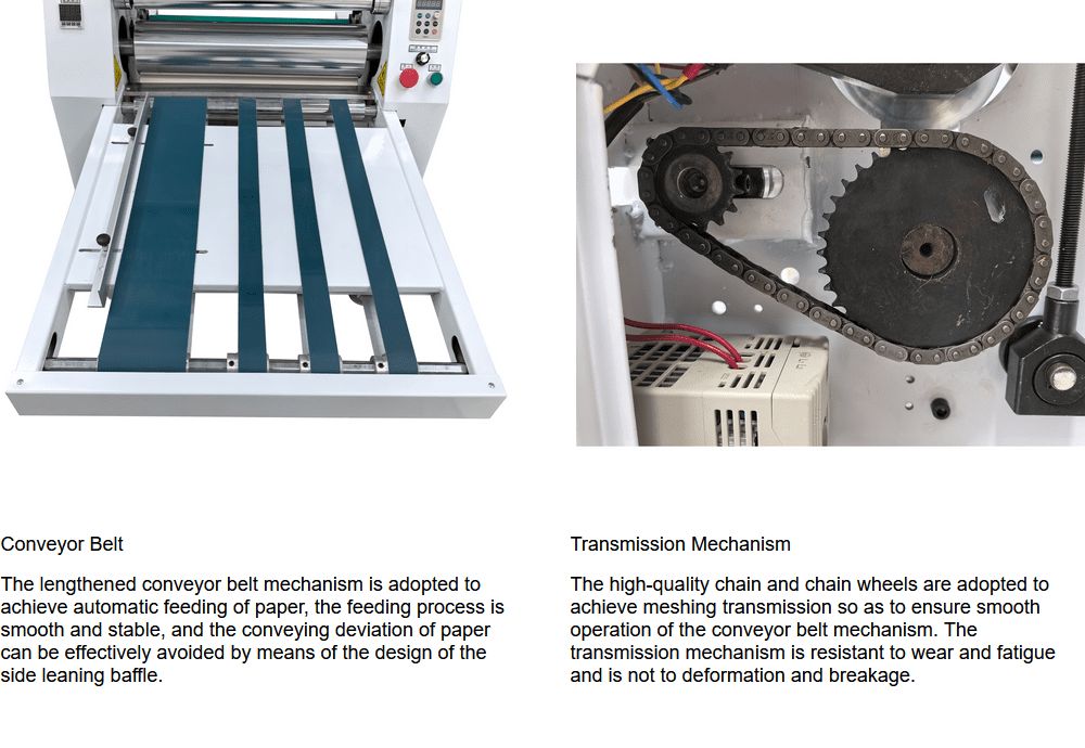Steel Roller Thermal Laminator Machine with Conveyor Belt Winding Mechanism Commercial 110V