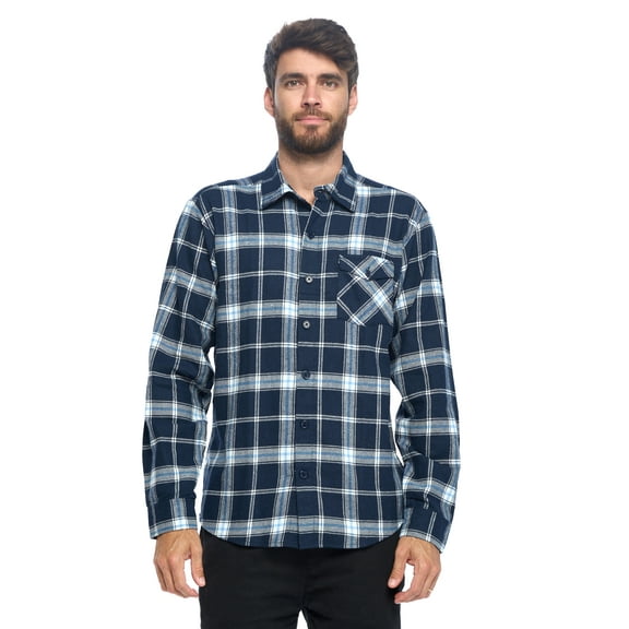 Ashford & Brooks Mens Flannel Button Down Plaid Long Sleeve Casual Shirt