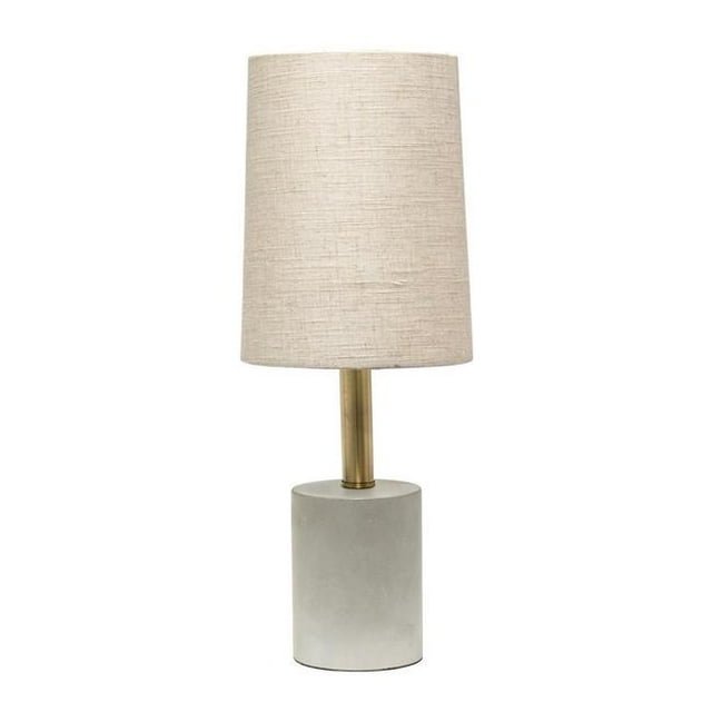 Lalia Home Antique Brass Concrete Table Lamp with Linen Shade, Khaki