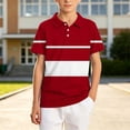 thumbnail image 2 of akafmk Boys School Uniform Shirts Short Sleeve Athletic Shirt Collared Striped Activewear Casual Summer Tops, 5-15Y, 2 of 7
